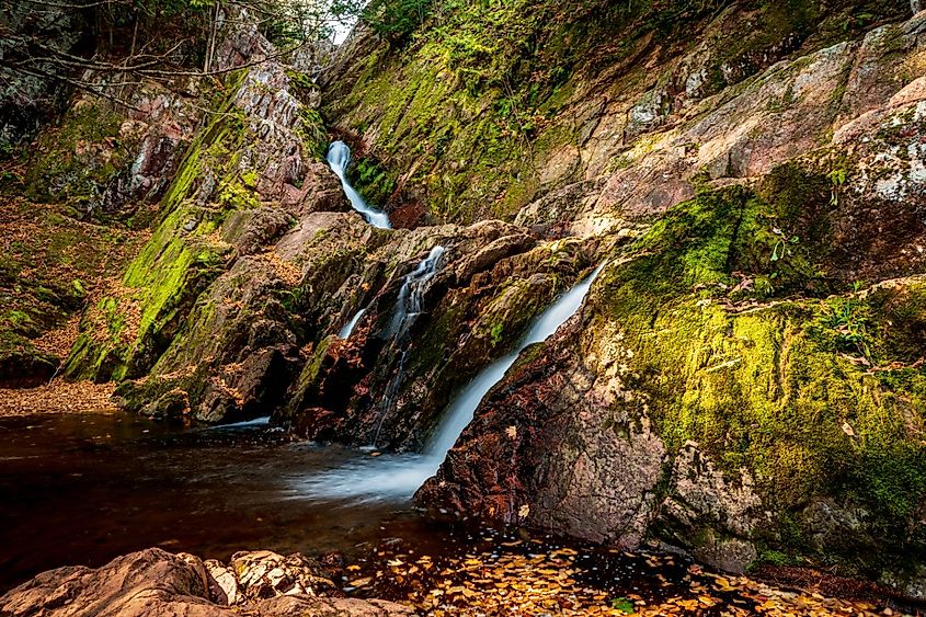 Fall time hike through the woods at Morgan Falls in Marengo, WI. Chequamegon-Nicolet National Forest.