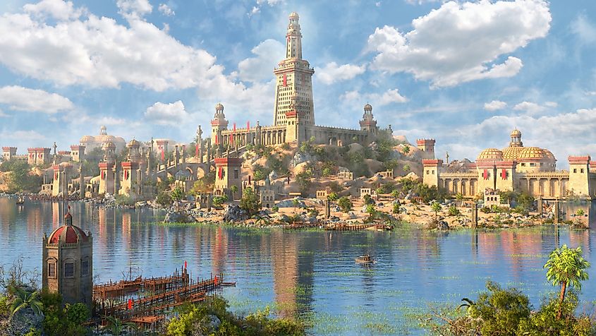 Illustration of the Lighthouse of Alexandria.