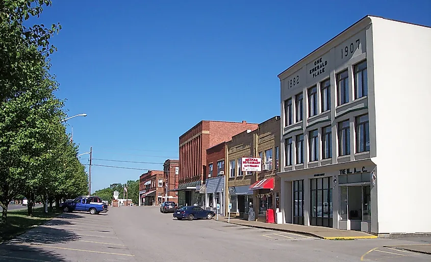 Main Street along US Route 60 in Milton, West Virginia.