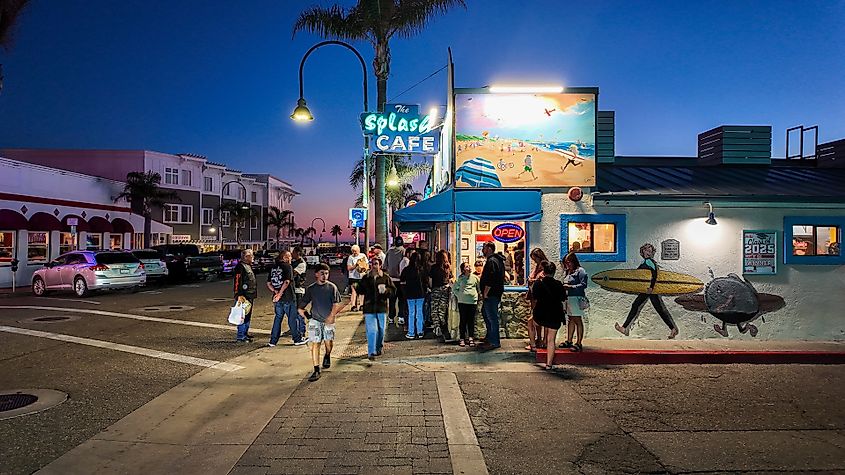 Evening in downtown Pismo Beach, California