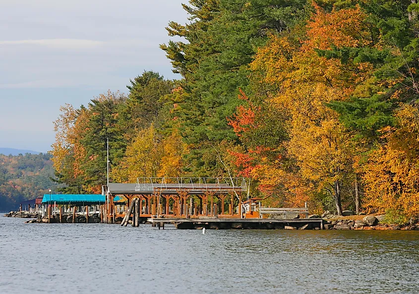 Coast of Lake Winnipesaukee in Gilford, New Hampshire.