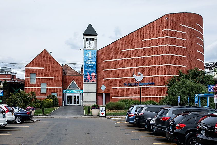 The Maritime Aquarium and IMAX Theatre building view in Norwalk, Connecticut
