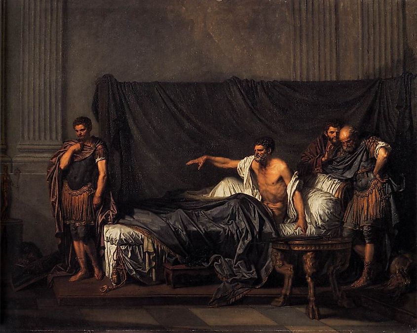 Septimius Severus on his deathbed next to his son Caracalla.