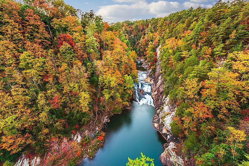 Tallulah Falls, Georgia, USA overlooking Tallulah Gorge in the autumn season