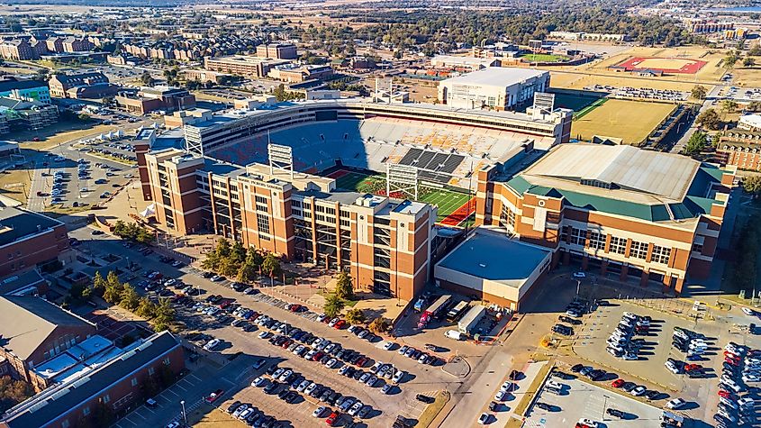 Boone Pickens Stadium is home to the Oklahoma State University football team in Stillwater, Oklahoma. Editorial credit: Chad Robertson Media / Shutterstock.com