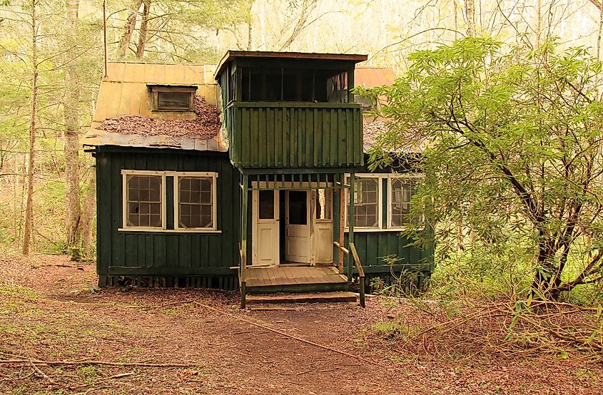 The Elkmont historic district in Great Smokey Mountains National Park is notable for several rustic cabins preserved by the National Park Service