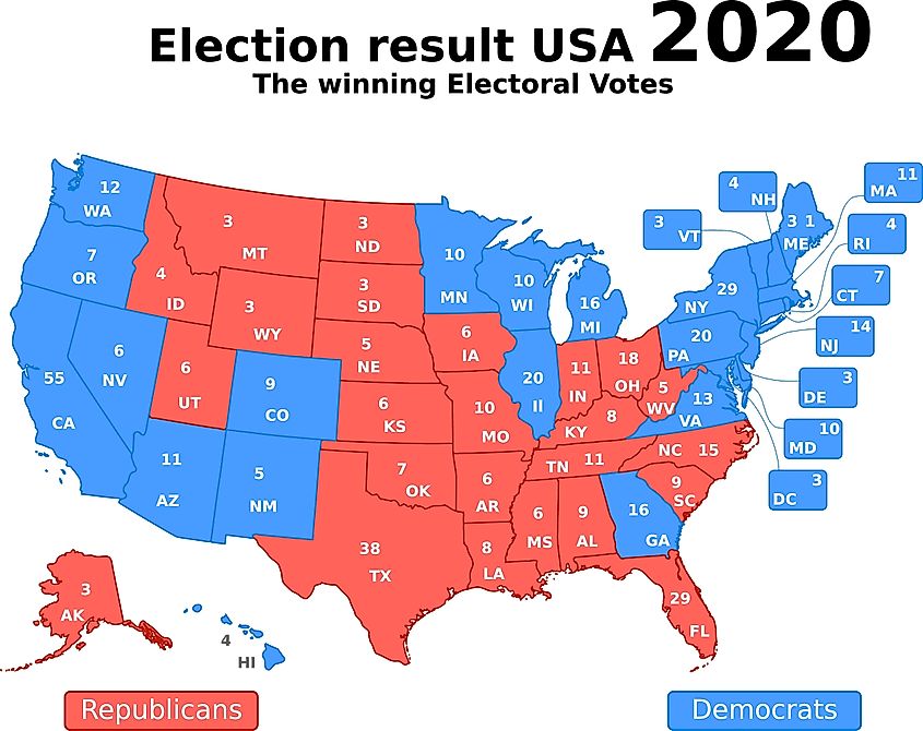 View of states voting for the 2020 U.S. presidential election.