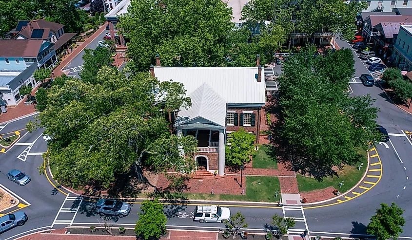 Aerial view of the Dahlonega Gold Museum in Dahlonega, Georgia