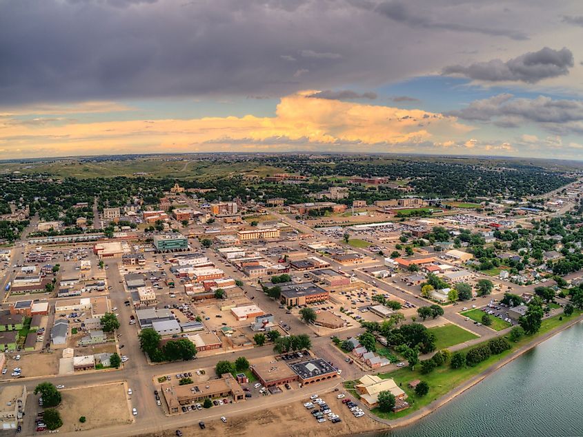 A view of Pierre - the State Capital of South Dakota on a stormy day 