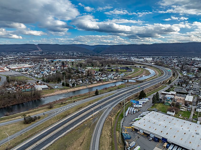 Aerial view of Williamsport, Pennsylvania. 