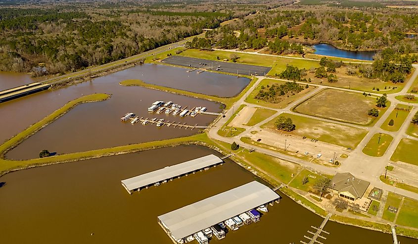 Aerial view of Lakepoint State Park Eufaula Alabama