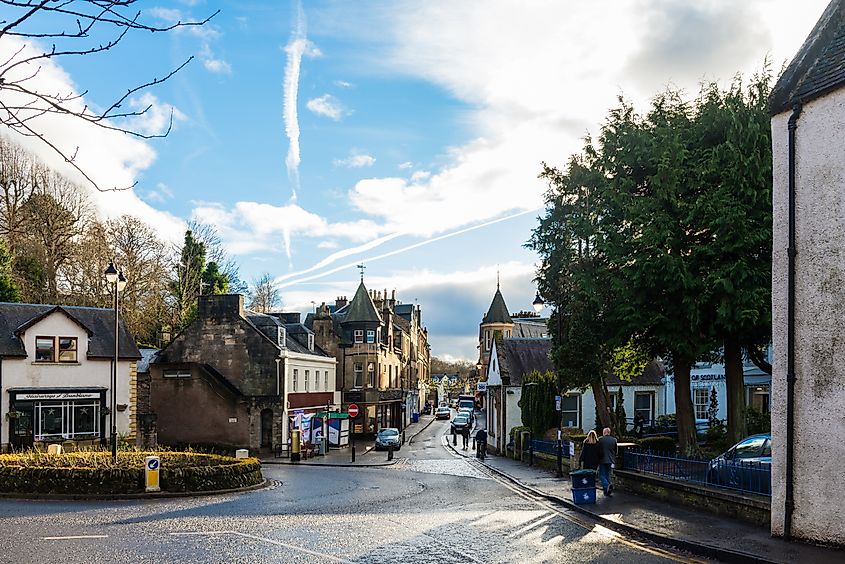 Looking down Dunblane High Street from the Cathedral. Editorial credit: James McDowall / Shutterstock.com