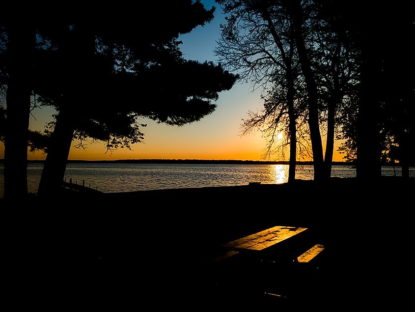 Sunrise over Gull Lake in Minnesota.