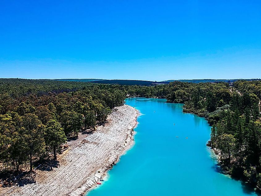 Aerial view of the Black Diamond Lake in Western Australia. 