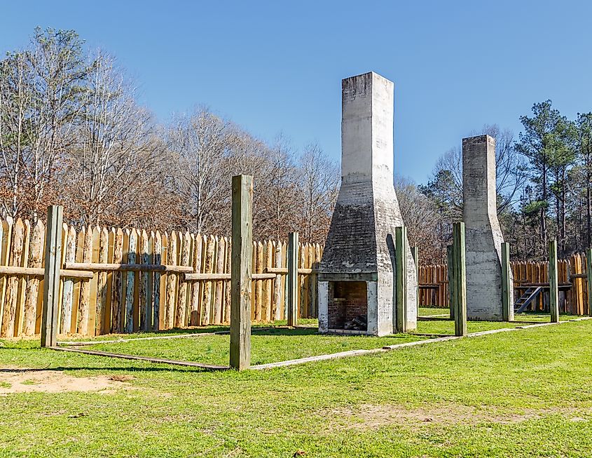 Fort Toulouse in Wetumpka, Alabama, a French post built in 1717 and dedicated to the Count of Toulouse