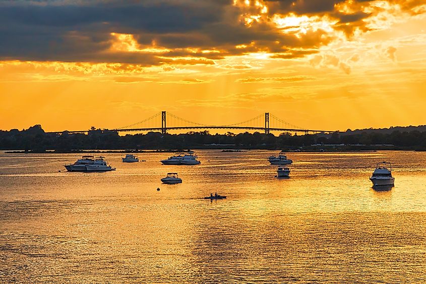 Sunset scene in Portsmouth, Rhode Island.