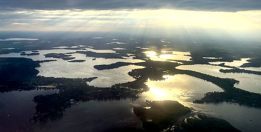 View of Lake Minnetonka and other lakes near Minnetrista, Minnesota.