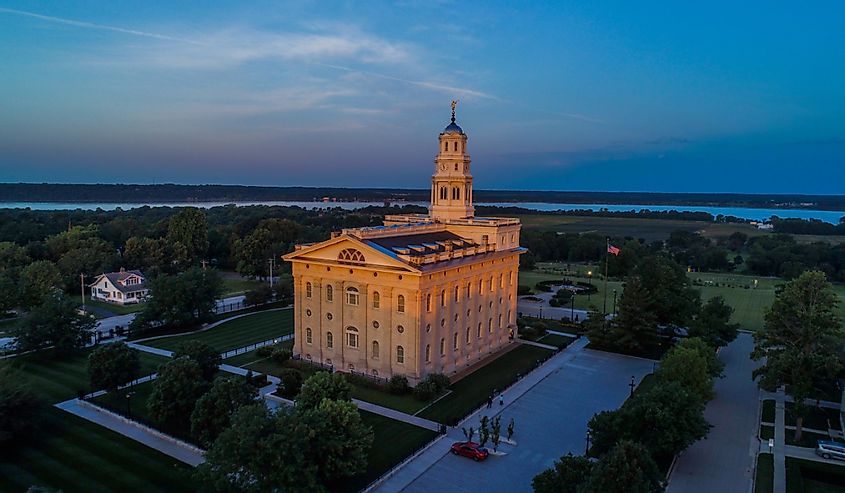 The Latter-Day Saints temple in the center of Nauvoo.