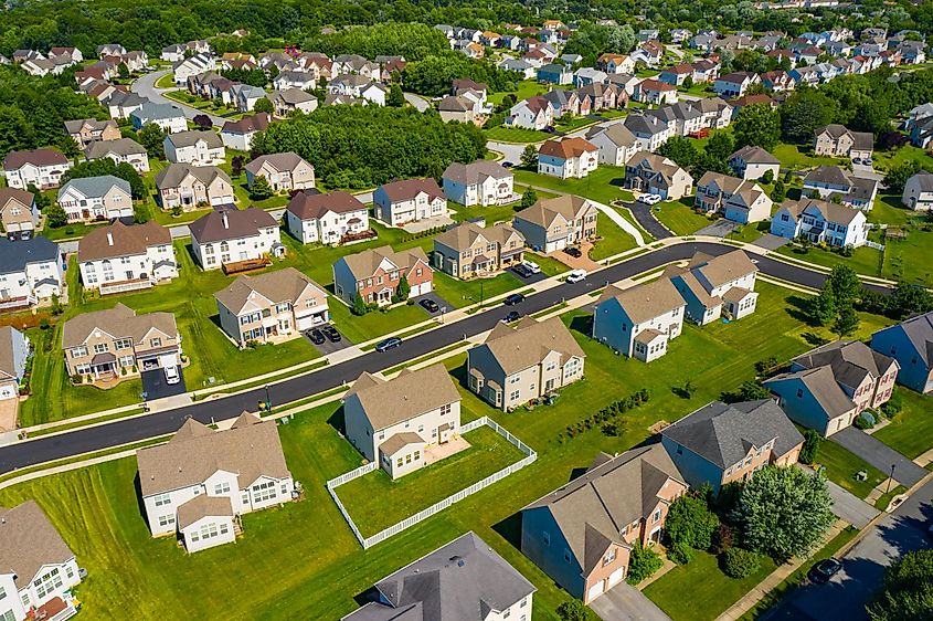 Aerial photo residential upscale homes in Brookside Delaware