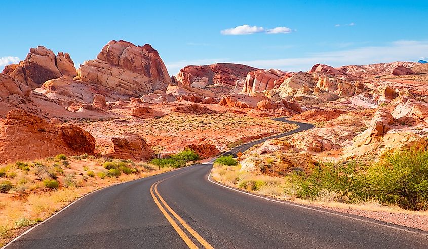 Road through Valley of Fire State Park in Nevada
