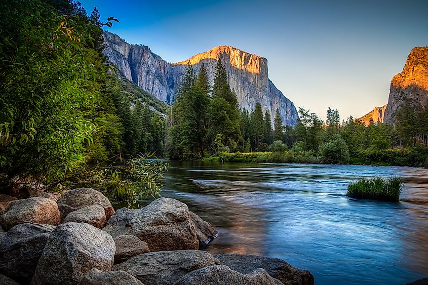Merced River Sunset, Yosemite National Park, California. 