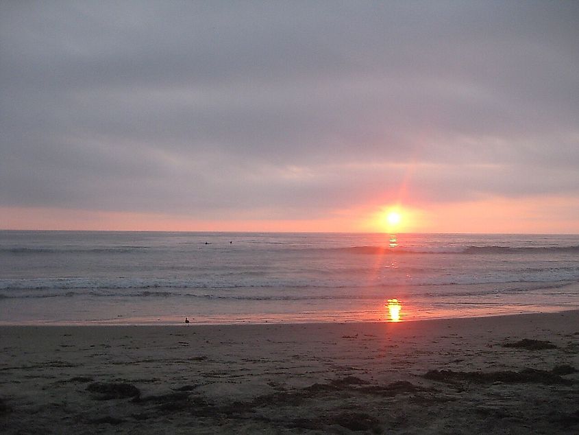 Sunset at San Elijo State Beach, California.
