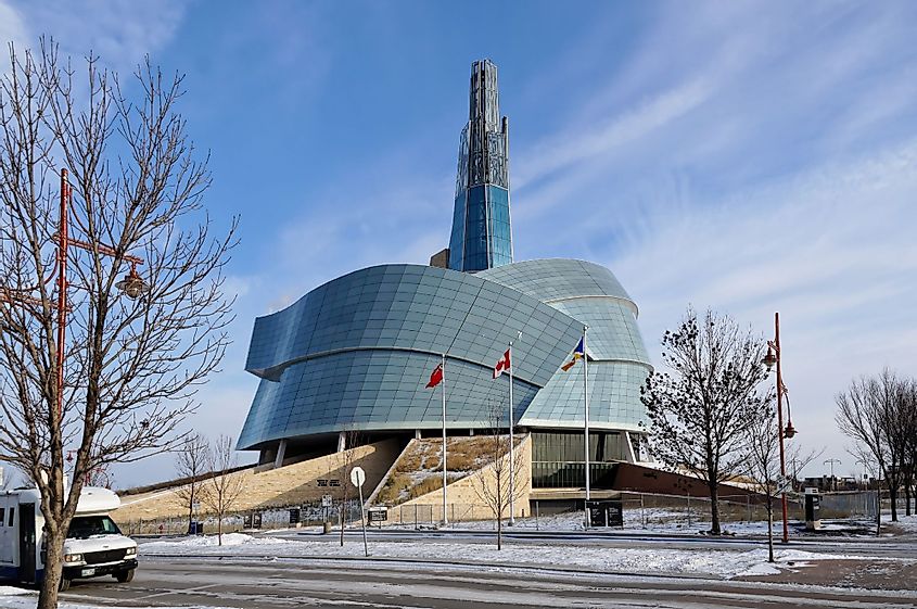 Winter view of Canadian Museum for Human Rights in Winnipeg, Canada