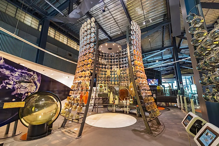 Interior view of the Corning Museum of Glass in Corning, New York