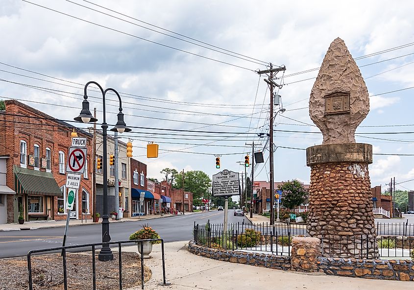 The charming downtown area of Old Fort, North Carolina.