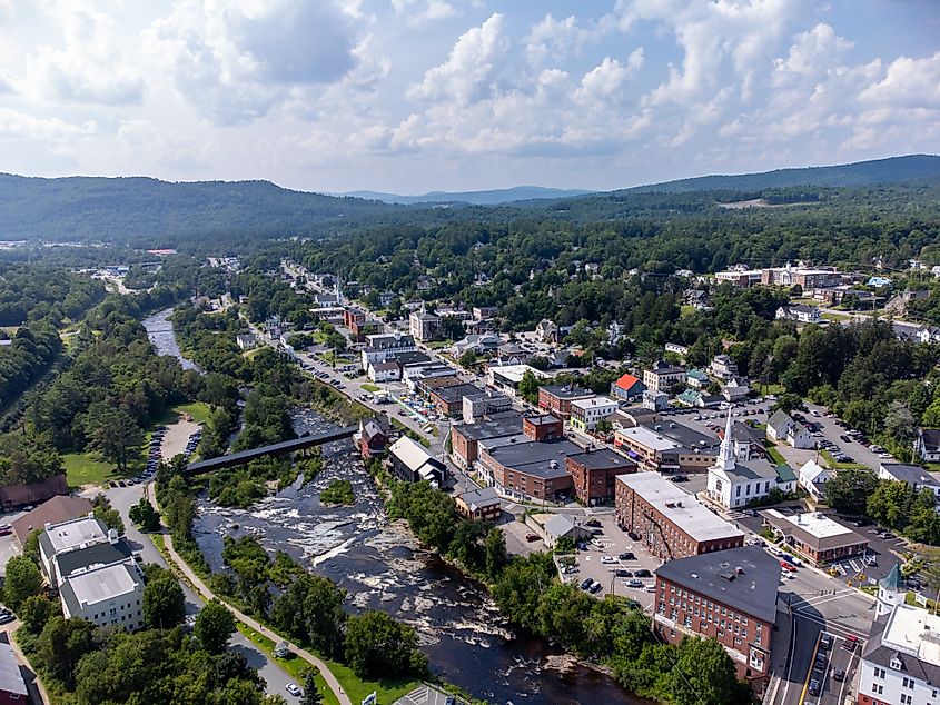 Aerial view of Littleton, New Hampshire.