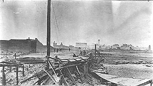 Ruins of downtown Hinckley after the 1894 fire.