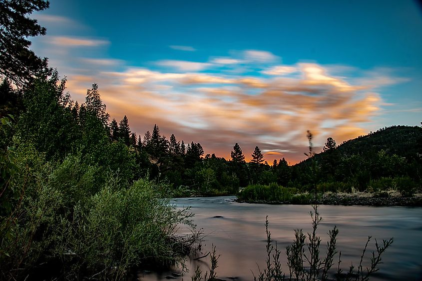 Sunset on the east Carson River in Markleeville, CA