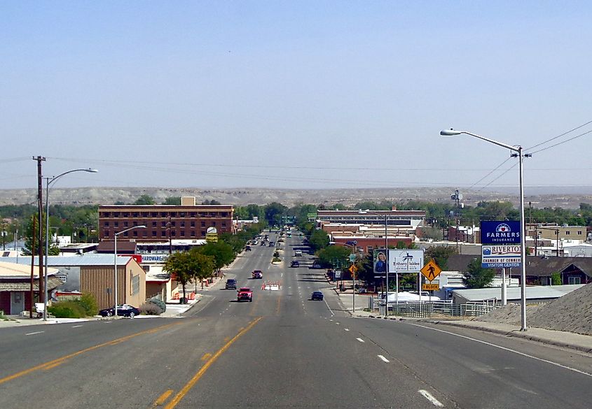 View of Main Street in Riverton, Wyoming.