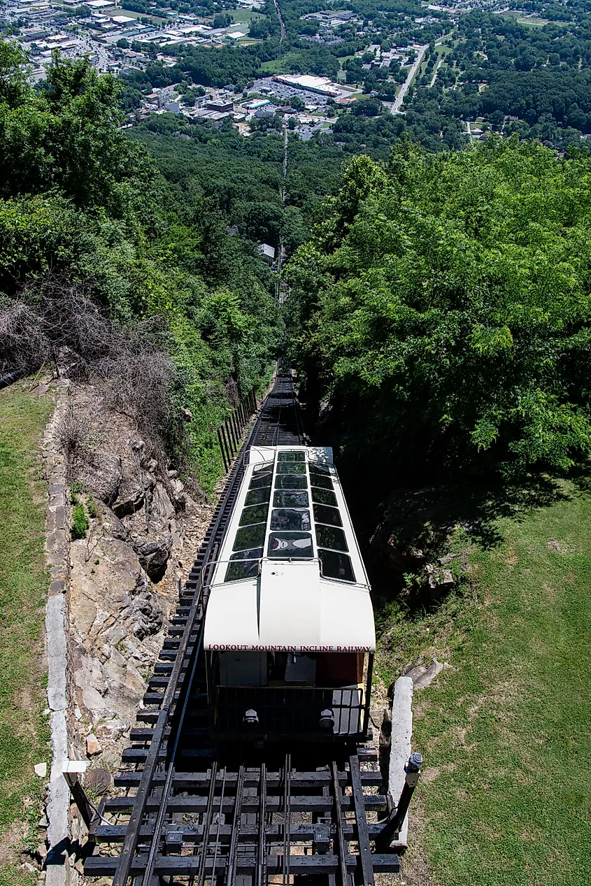 A view of The Incline on Lookout Mountain looking down into the valley. Editorial credit: JNix / Shutterstock.com