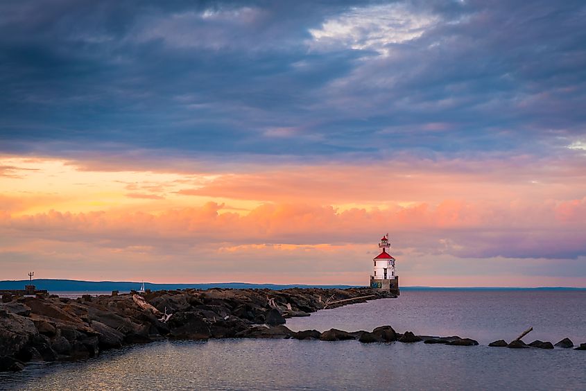 Sunset at Wisconsin Point Lighthouse.