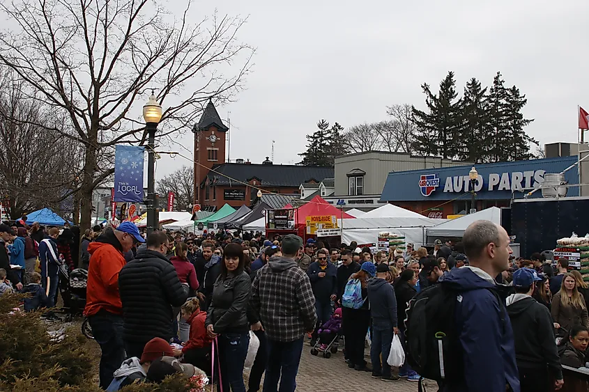 Crowds at the Elmira Maple Syrup Festival.