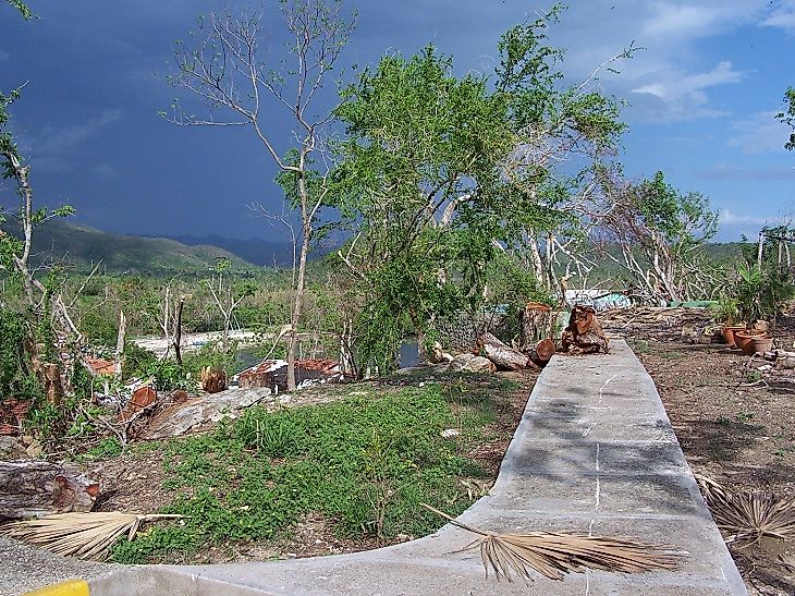Hurricane Katrina striking a Cuban resort in 2005