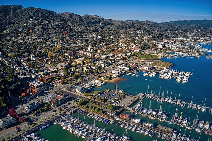 Aerial view of Sausalito, California.