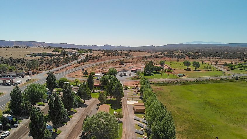 Aerial view of open countryside in Torrey, Utah