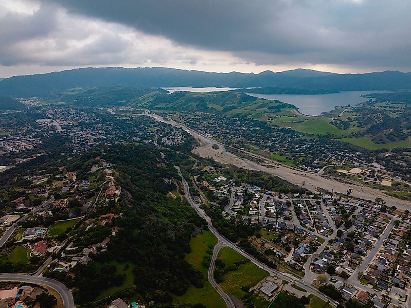 aerial view of Lake Casitas Oak View in the Ojai Valley