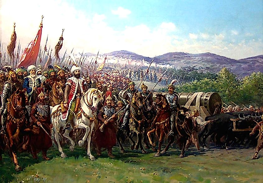 Painting by Fausto Zonaro depicting the Conquest of Constantinople in 1453