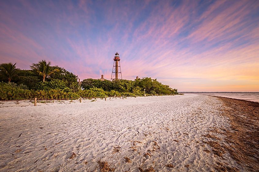 Sanibel Lighthouse, also known as Point Ybel Light, located in Sanibel, Florida, USA.