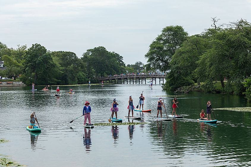 Paddleboarders on Spring Lake, New Jersey