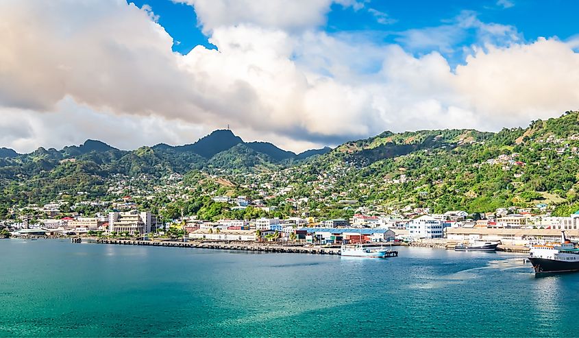 Panorama landscape of Kingstown harbor, Saint Vincent