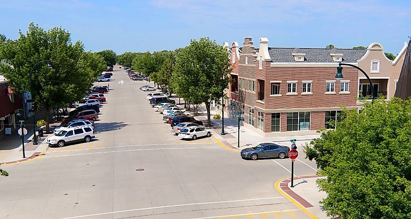 Aerial view of Orange City, Iowa, via 