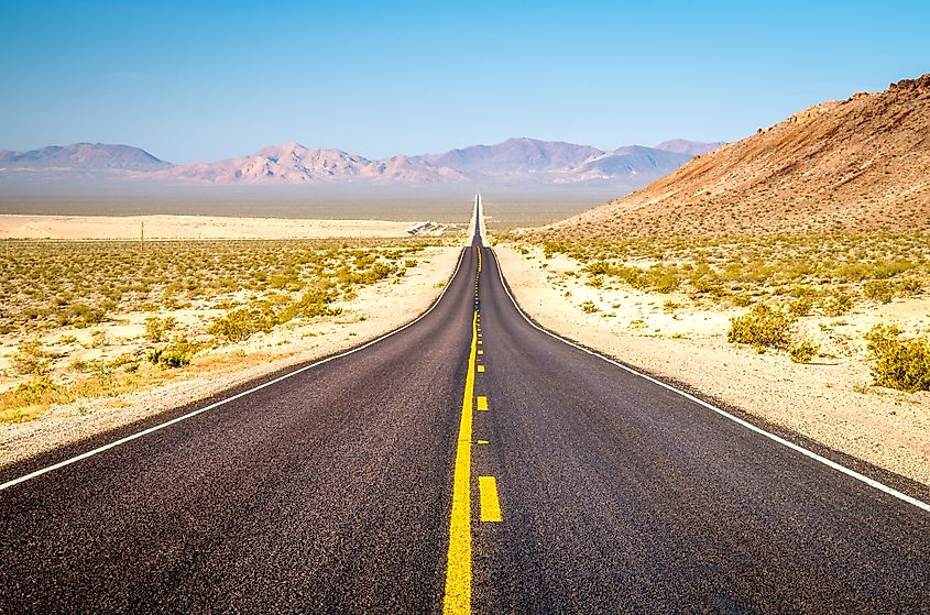 Road through the Death Valley in California.