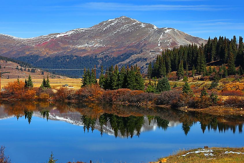 Scenic landscape near Leadville Colorado in Autumn time