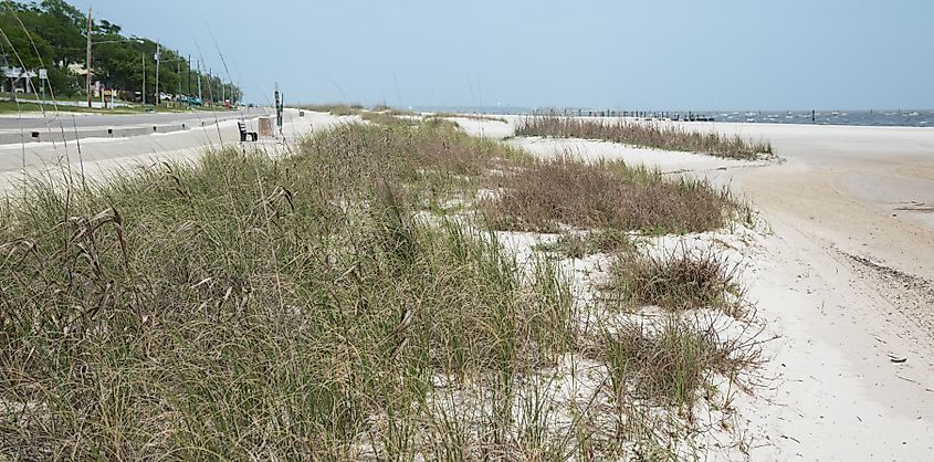 The expansive beach near Waveland, Mississippi.
