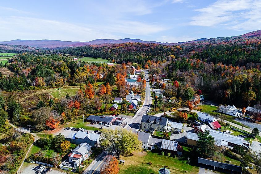 Aerial view of East Burke in Vermont