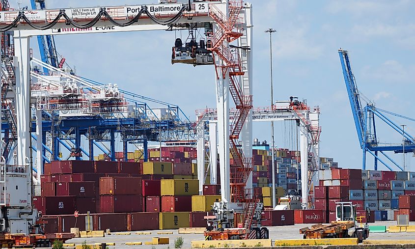 A view of the Port of Baltimore. Editorial credit: Andrew Leyden / Shutterstock.com